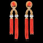 Coral & Diamond Earring