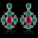 Emerald,Ruby & Diamond Earring