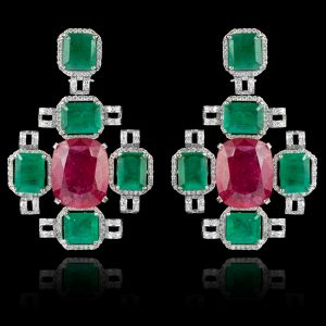 Emerald,Ruby & Diamond Earring