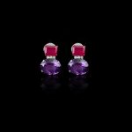 Ruby, Amethyst & Diamond Earring