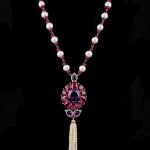 Amethysy, ruby & diamond pendant