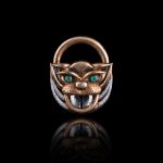 Diamond & emerald lion lock peandant