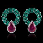 Ruby, emerald & diamond earring