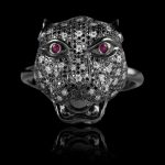 Black & White Diamond Panther Face Bracelet