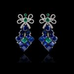 diamond, blue sapphire & emerald earring