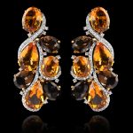 diamonds, smoky citrine & yellow citriine earring