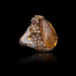 Diamonds, yellow citrine & ice-diamond ring