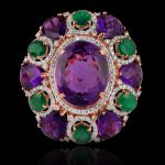 Diamonds, amethyst & emerald ring