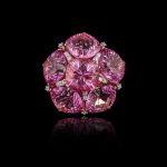 Pink topaz & diamond ring