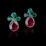 Ruby, emerald & diamond earring