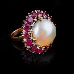 Pearl, ruby& diamond ring