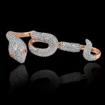 4 finger diamond snake ring