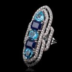 Diamond, blue sapphire & swizz blue topaz ring
