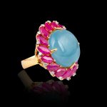 Diamonds, ruby & aquamarine ring