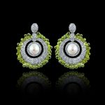 Diamond, pearl & peridot earring