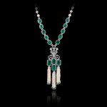 Emerald, diamond & pearl necklace