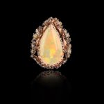 Diamonds, fire opal & ice-diamond ring