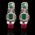 Emerald, Ruby, Pearl & Diamond Earring