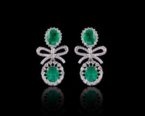 Emerald Bow Earrings