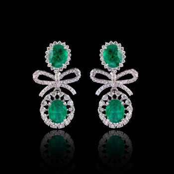 Emerald Bow Earrings