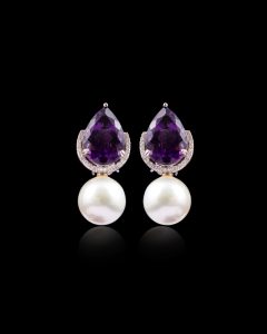 Amethyst Pearl Drop Earring