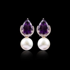 Amethyst Pearl Drop Earring