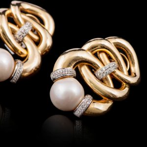 TWISTED GOLD EARRINGS WITH PEARL