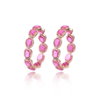 Round Ruby Hoops