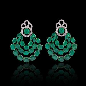 3 Line Emerald Earrings