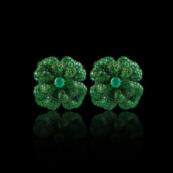 Emerald Flower Studs