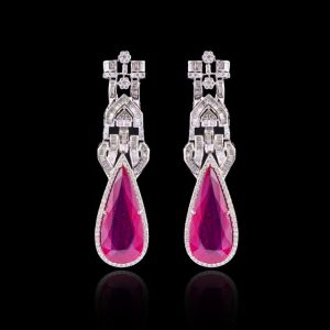 Diamond Ruby Drop Earrings