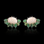 Coral Emerald Leaf Studs