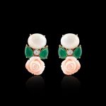 Opal Coral Emerald Earrings